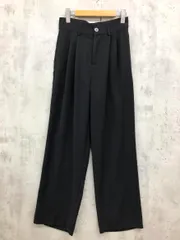 me+em select ミームセレクト 太ベルトハイウエストカラー タックスラックス パンツ sizeL/黒 ■■ レディース
