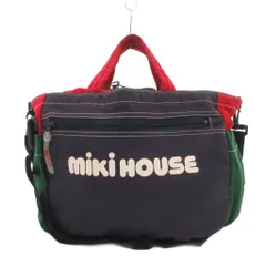 ミキハウス mikihouse 2WAY ショルダーバッグ ハンドバッグ 紺 ネイビー 赤 レッド 緑 ロゴプリント 配色デザイン 2WAY /SX ■GY99のサムネイル