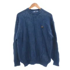 レコパン LES COPAINS ニット セーター 46 青 ブルー クルーネック 長袖 ケーブルニット /SXのサムネイル