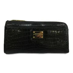 レザージュエルズ LEATHER JEWELS 長財布 レザー クロコ型押し L字ファスナー ロゴプレート ゴールド金具 黒 ブラック /XZ ■GY11のサムネイル