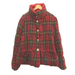 ツモリチサト TSUMORI CHISATO リバーシブルダウンジャケット 上着 M 赤 レッド チェック柄 スタンドカラー 長袖 /NP ■GY06のサムネイル