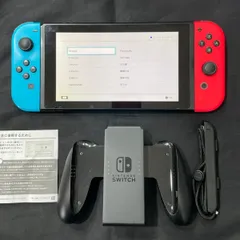 任天堂　Nintendo Switch ネオンカラー　通電確認のみ　Joy-Con×2 Joy-Conストラップ1個　 HAC-001 Switch本体　Joy-Conグリップ　＠市のサムネイル