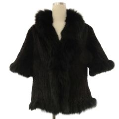 極美品 リアルミンクファー ポンチョ ブラックミンク ケープ 本毛皮