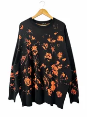ラッドミュージシャン LAD MUSICIAN 23AW HIGH GAUGE FLOWER KNIT PULLOVER ハイゲージ フラワー 花柄 プルオーバー ニット セーター 2223-001 44 黒ブラック オレンジ■260610のサムネイル
