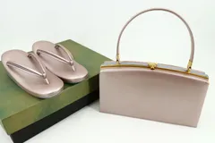 【ト長】和装バッグ 草履セット 着物 小物 パープル系カラー IR0S06001