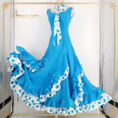 フラダンス 衣装 ワンピース ドレス ブルー系 アロハスタンダード 日本