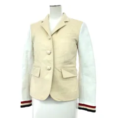 THOM BROWNE トムブラウン テーラードジャケット サイズ:00 袖レザー/ウール/素材切替    ホワイト/ベージュ レディース / 240001198691のサムネイル