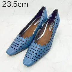 【新品 訳あり】モードエジャコモ　レーザーカットパンプス　23.5㎝　ライトブルーのサムネイル