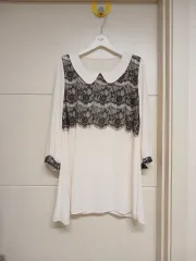 1回着用 ) レース 7分袖 シフォン ブラウス