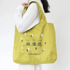 【新品】ポケッタブル エコバッグ/はりねずみ3兄弟/イエロー/リサ・ラーソン/折りたたみバッグ/サブバッグ/Lisa Larson/針鼠/ハリネズミ/黄色/きいろ/キイロ/可愛い/カワイイ/かわいい/お洒落/オシャレ/おしゃれのサムネイル