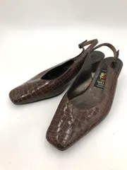 MIHAMA ミハマ バックストラップ 型押し ミュール レザー パンプス size24.5?/ブラウン系 ■◆ レディースのサムネイル