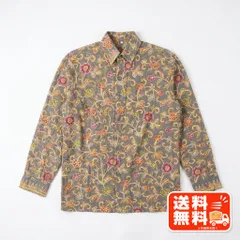 花柄 総柄 スタンドカラー 長袖シャツ グレー 古着 ヴィンテージ風のサムネイル