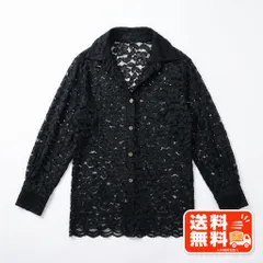 総レースシャツ ブラウス シアー ブラック 黒 長袖 上品 透け感のサムネイル