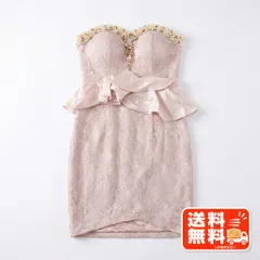 ミニドレス ベアトップ レース ペプラム ピンク ビジュー ナイトドレス ROBE de FLEURS風