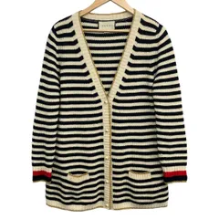 GUCCI(グッチ) カーディガン サイズM レディース - 478216-X9M76 アイボリー×黒×レッド 長袖/ボーダー/パール/ラメのサムネイル