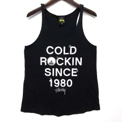 ステューシー STUSSY COLD ROCKIN タンクトップ S 黒 ブラック USA製 ☆AA★のサムネイル