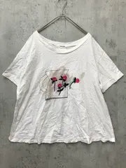 SUPER HAKKA スーパーハッカ コットン お花刺繍 Tシャツ 白 ■◆ レディースのサムネイル