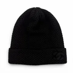 美品☆CHANEL シャネル 15B カシミヤ100％ ココマーク刺繍入り ビーニー ニット帽 ニットキャップ ブラック 正規品 レディースのサムネイル