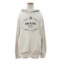 美品▼PRADA プラダ 2023年製 UJL24B コットン100% フロントロゴプリント プルオーバー パーカー ライトグレー M 正規品 メンズのサムネイル