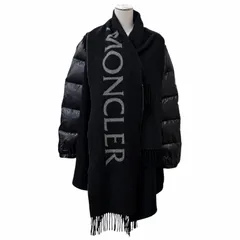 美品★MONCLER モンクレール MANTELLA ロゴワッペン ダウンスリーブ フリンジ ウール切替 ケープコート ポンチョ ブラック S 正規品 レディースのサムネイル