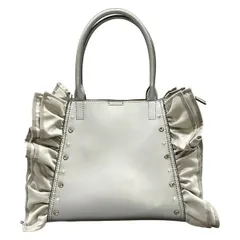 TO BE CHIC(トゥービーシック) トートバッグ美品  - W5102-321-90 シルバー×ライトグレー フリル/ラインストーン/パールのサムネイル