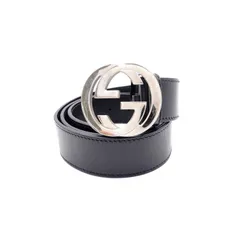 GUCCI グッチ GG ベルト レザー サイズ95/38インチ 黒 シルバー金具 メンズ ロゴ