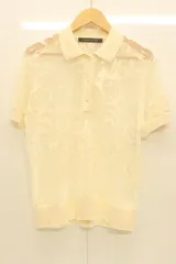 【中古】 mizuiro ind レディースニット セーター -- メッシュ刺繍ポロプルオーバー mizuiro ind -- アイボリー 刺繍