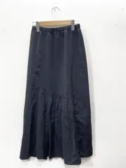 MACPHEE マカフィー クリンクルサテン アシンメトリーギャザースカート 裾ギャザー スカート size 34 (S相当)/黒 ■■レディースのサムネイル