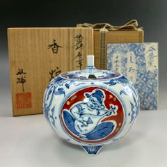 598 有田焼 鍋島 魯山 手描き 二方割唐草桃絵 香炉 未使用 - メルカリ