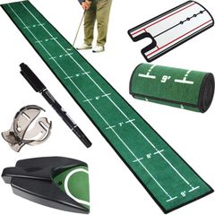 Gavit Putting Practice Set (5 Pieces): Putting Mat, Golf Practice Mat, Auto Returner, Putting Mirror, Golf Ball Marker [5-Piece Putting Practice Set *Auto Returner]