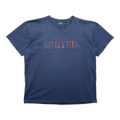 USA 古着 90S USA製 MV SPORT ユナイテッド航空 企業系 ヴィンテージ Tシャツ 刺繍 メンズL ネイビー シングルステッチ BA5873のサムネイル