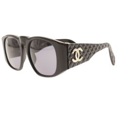 CHANEL シャネル マトラッセ サングラス プラスティック×ラムスキン 黒 
