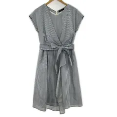 INTER PLANET インタープラネット ウエストリボン　バックファスナー　ストライプ　ラップ風ワンピース size002/ネイビー×ホワイトのサムネイル