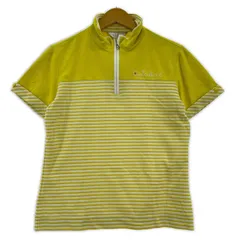 adabat アダバット ボーダー ジップアップ半袖シャツ size40/イエロー×ホワイトのサムネイル