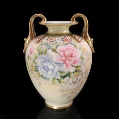 明治 オールドノリタケ バラ盛り上げ花瓶 - メルカリ