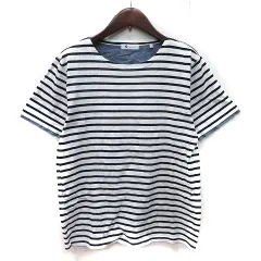 タケオキクチ TAKEO KIKUCHI Tシャツ カットソー ボーダー 半袖 M 白 ホワイト 黒 ブラック /YIのサムネイル