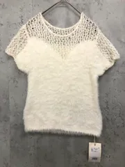展示品■BLACK BY MOUSSY ブラックバイマウジー 半袖 シャギースウィッチングトップス ニット セーター sizeF/オフホワイト  ◇■ レディースのサムネイル