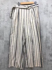 美品 SEVENDAYS＝SUNDAY セブンデイズサンデイ リネン混 ストライプ ベルト付 ワイド デニムパンツ sizeM/アイボリー ■◆ レディースのサムネイル