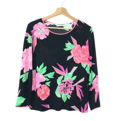美品△LEONARD レオナール シルク100％ 花柄ブラウス フレア 日本製