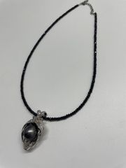 Pelliniペリーニ ブラック カメオ ネックレス ビーズ 薔薇モチーフ 