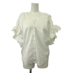 ダブルスタンダードクロージング ダブスタ DOUBLE STANDARD CLOTHING シャツ ブラウス 36 白 ホワイト Vネック フリル袖 半袖 /NP ■GY70のサムネイル