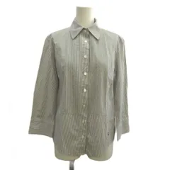 バーバリー ロンドン BURBERRY LONDON シャツ ブラウス 40 グレー ストライプ柄 レギュラーカラー 八分袖 /MD ■ECD005のサムネイル
