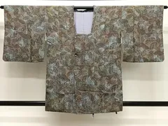 平和屋着物∞道行コート　枝葉文　暈し染め　正絹　逸品　CABG3903ua