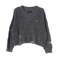 ロマンティック クラウン 23FW ダメージ オーバーサイズ Vネック ニット セーターのサムネイル