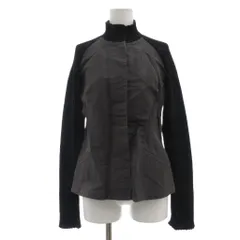 ヒロココシノ HIROKO KOSHINO ジャケット 黒 ブラック グレー 立ち襟 長袖 異素材ミックス /SX ■GY60のサムネイル