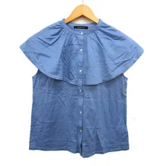 ケティ KETTY タグ付き ラバティンカラー シャツ ブラウス コットン 綿 スモールカラー 半袖 2 青 ブルー /NT23のサムネイル