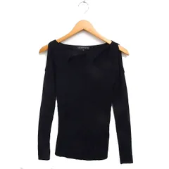 シトラスノーツ CITRUS nOTES フロントカット ニット セーター 長袖 無地 シルク M ブラック 黒 /FT16のサムネイル