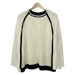SEVEN TEN by MIHO KAWAHITO(セブンテン バイミホカワヒト) ポンチョ サイズM レディース美品  - 白×ダークネイビー ニット/秋/冬