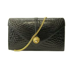 SPREAFICO スプレアフィコ 美品 クロコダイル ショルダーバッグ シャイニング レザー チェーン ゴールド金具 黒 ブラック 0610 ■STKのサムネイル