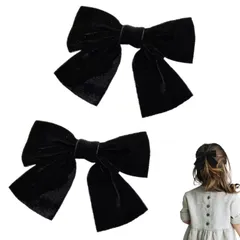新品 Refoiner ヘアクリップ おしゃれ 髪留め クリップ リボン 大きめ バレッタ 髪飾り ベロア 優雅 ヘアアクセサリー 簡約 日常 通勤 通学 お風呂 結婚式 卒業式に最適 2個セット